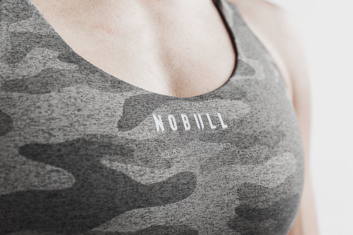 Nobull Pace Plush Heather Women's Sports Bras Dark Camo | Australia (JN3560)